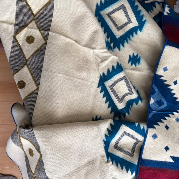 Alpaca Wool Southwestern Style Woven Blanket With Geometric Tribal Patterns New - Picture 4 of 4